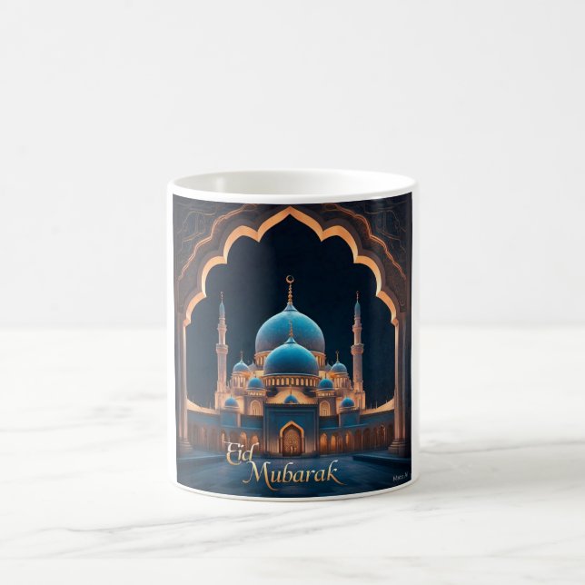 Caneca De Café Eid Mubarak Blue Mesquita Nightscape (Centro)