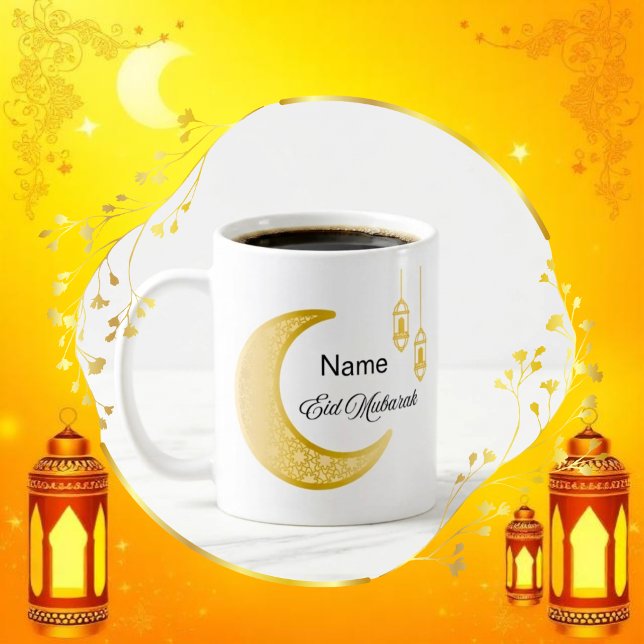 Caneca De Café Eid Mubarak Ceramic Mug with Customizable Name (Criador carregado)
