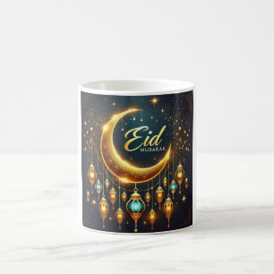 Caneca De Café Eid Mubarak Crescent Moon & Lanternas