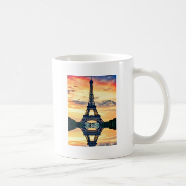 Caneca De Café Eiffel Tower Paris Evening European Viagem (Direita)