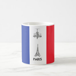 Caneca De Café Eiffel Tower Paris, França Bandeira Francesa Coffe