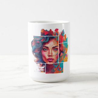 Caneca De Café Eine Frau in Farbe im Viereckigen Rahmen Kunst 