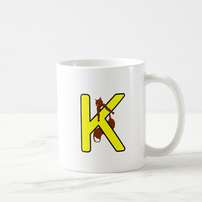 Caneca De Café Ekorrmugg Bokstav K Vänsterhand Kaffemugg (Direita)