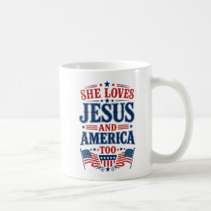 Caneca De Café Ela Ama Jesus e a América Também