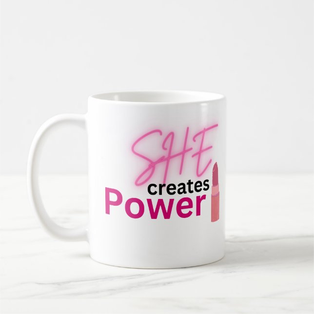 Caneca De Café Ela Cria Poder Mulheres Inspiradoras Empoderamento (Esquerda)