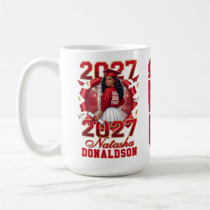 Caneca De Café Ela Fez Aquela Graduada Negra Feminina Vermelho Do