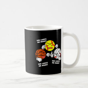 Caneca De Café Ela Me Ama Mais Engraçado Softll Sketll Volleyll