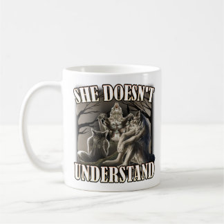 Caneca De Café Ela Não Entende, memes de lobisomem, cringe engraç