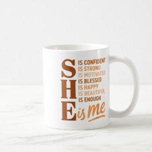 Caneca De Café Ela Sou Eu Confiante, Forte E Educada História Neg