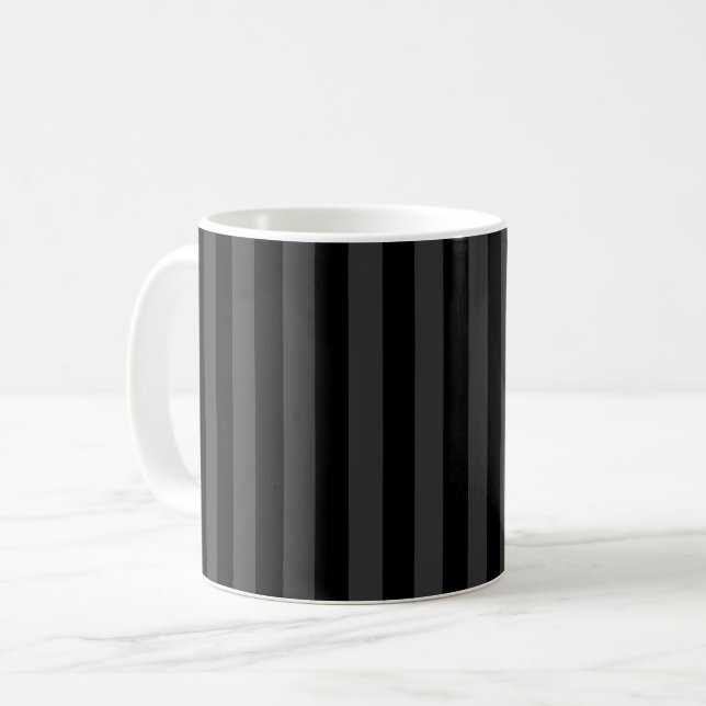 Caneca De Café Elagnat Black & Enfumaçado Vertical Strips (Frente Esquerda)