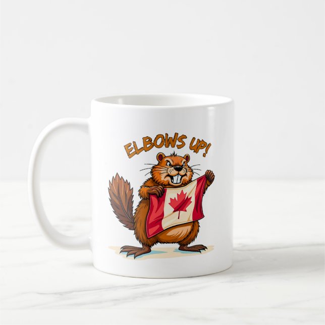 Caneca De Café Elbows UP, Beaver, Canadá Flag Maple Leaf (Esquerda)