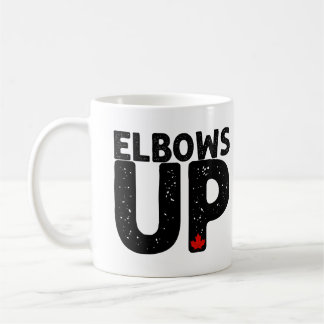 Caneca De Café ELBOWS UP Bold Distress Typografia