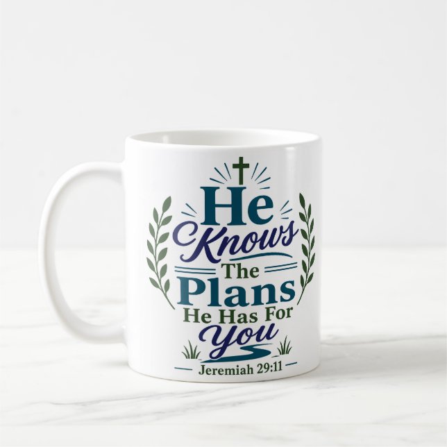 Caneca De Café Ele Conhece os Planos que Tem para Você Fé Cristã (Esquerda)