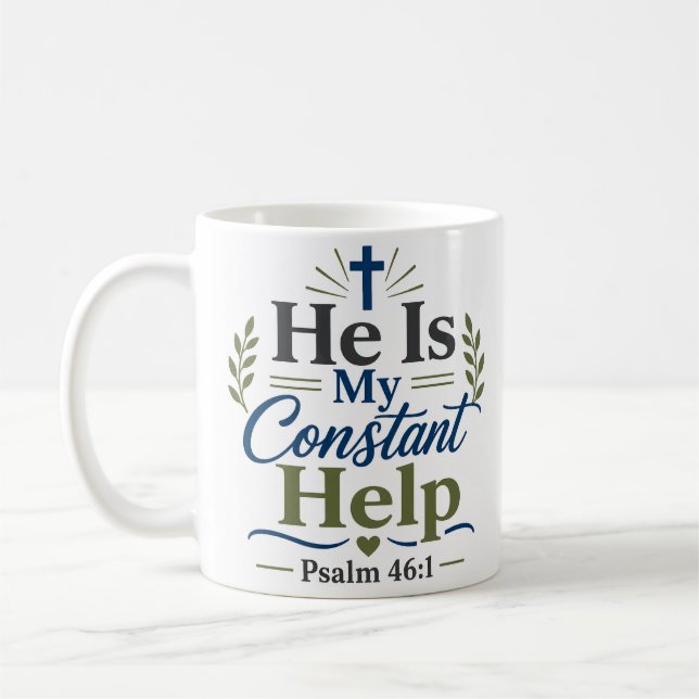 Caneca De Café Ele É Meu Auxílio Constante Devoção Matinal de Fé (Esquerda)