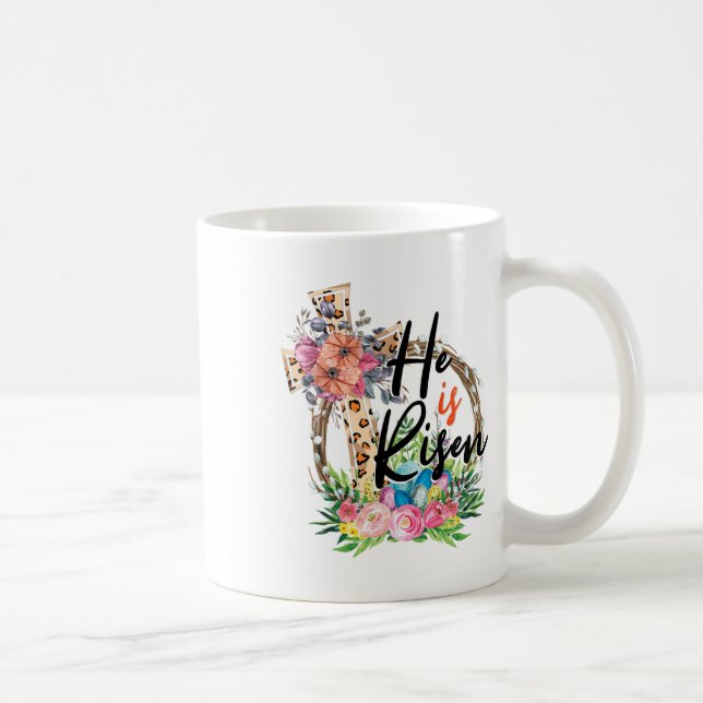 Caneca De Café Ele É Risen Jesus Felz pascoa Cristã Criança (Direita)