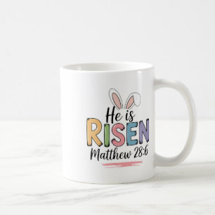 Caneca De Café Ele É Risen Matthew 286 Bíblia Cristã Bunny Ear