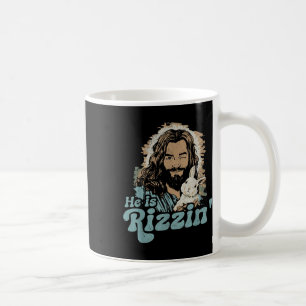 Caneca De Café Ele É Rizzin Engraçado Cute Jesus Bunny Páscoa Chr