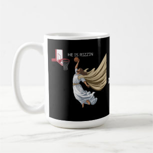 Caneca De Café Ele É Rizzin Engraçado Jesus Jogando Basquete Retr