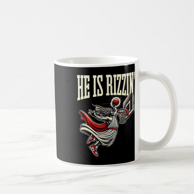 Caneca De Café Ele É Rizzin Engraçado Jesus Sketll Meme  (Direita)