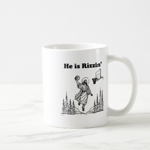 Caneca De Café Ele É Rizzin Funny Jesus Páscoa de Basquete Christ