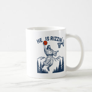 Caneca De Café Ele É Rizzin Páscoa Engraçado Basquete Christian R