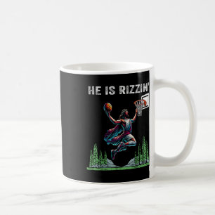 Caneca De Café Ele É Rizzin Piada de Páscoa Jesus Sketll Meme Hom