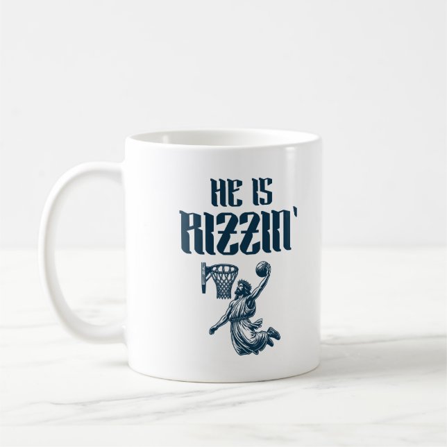 Caneca De Café Ele Está Rizzin'Engraçado Jesus Noel Meme (Esquerda)