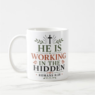 Caneca De Café Ele Está Trabalhando No Versículo Bíblico Inspirad