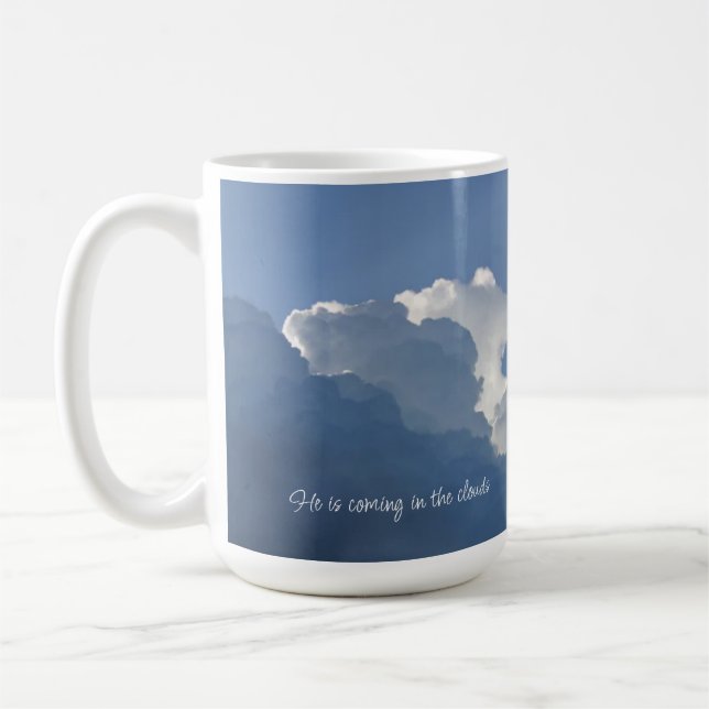Caneca De Café Ele está Vindo nas Nuvens Cota Cristã (Esquerda)