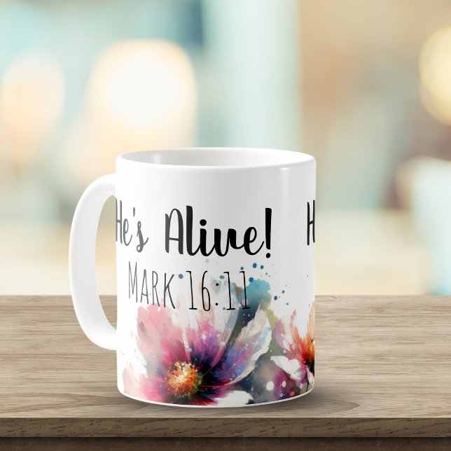 Caneca De Café Ele Está Vivo Marcos 16:11 (Criador carregado)
