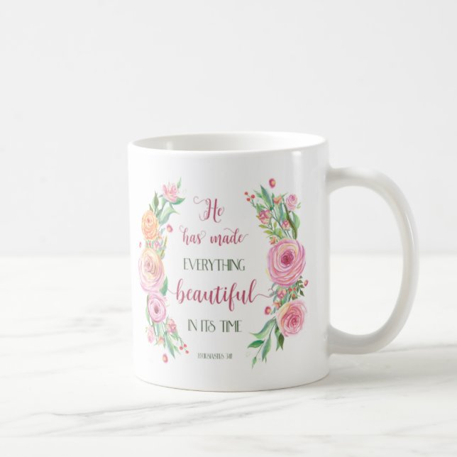 Caneca De Café Ele Fez Tudo Bela Eclesiastes 3:11 (Direita)
