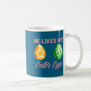 Caneca De Café Ele gosta de cenoura ele gosta de ovos de páscoa c