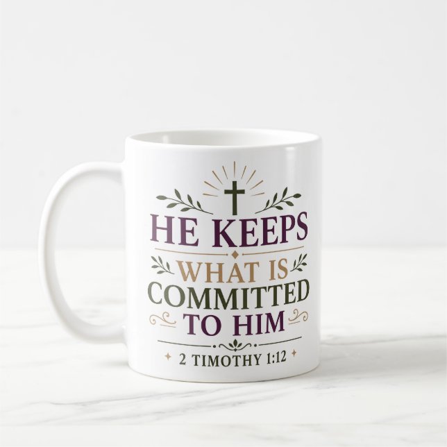 Caneca De Café Ele Guarda O Que Lhe É Confíado Citação Espiritual (Esquerda)