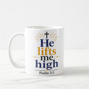 Caneca De Café Ele Me Levanta Alto Citação Inspiradora da Verdade