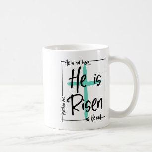Caneca De Café Ele não está aqui Ele ressuscitou Cruz Cristã Jesu