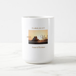 Caneca De Café Ele perguntou ela disse sim foto noiva Brown roxo 