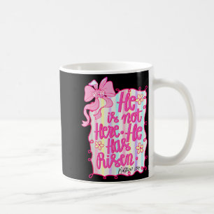 Caneca De Café Ele Ressuscitou Bunny Coquette Cristã Páscoa Rosa
