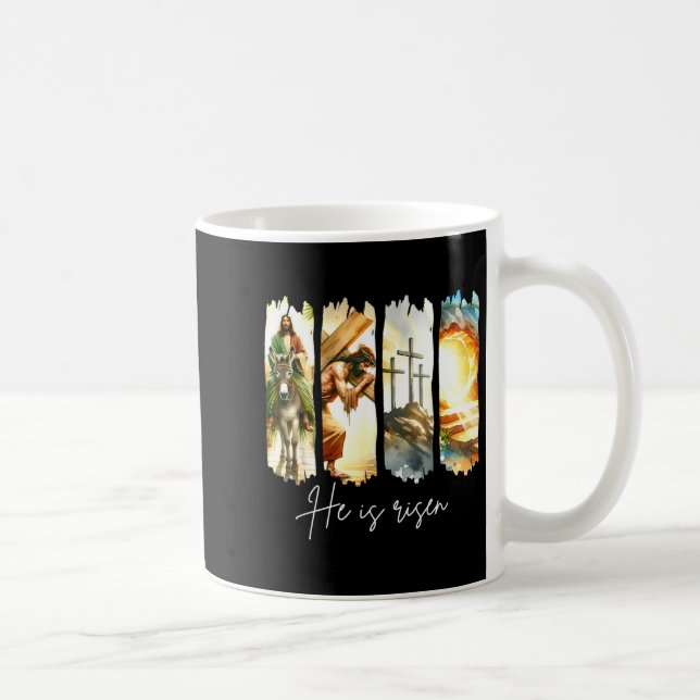 Caneca De Café Ele Ressuscitou Cruz Cristã Jesus Versículo Bíblic (Direita)