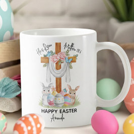 Caneca De Café Ele Ressuscitou Feliz Páscoa Presente com Cruz e C