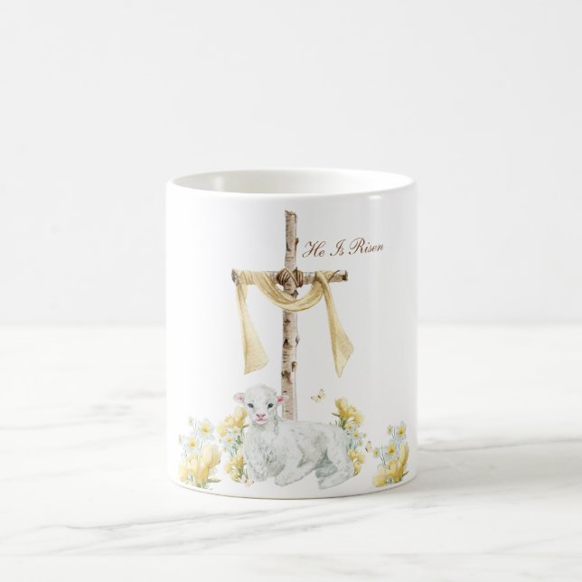 Caneca De Café Ele Ressuscitou Páscoa Cristã Personalizada (Centro)