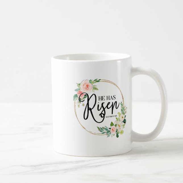 Caneca De Café Ele Tem Risen Matthew 286 Flora Christian Páscoa D (Direita)