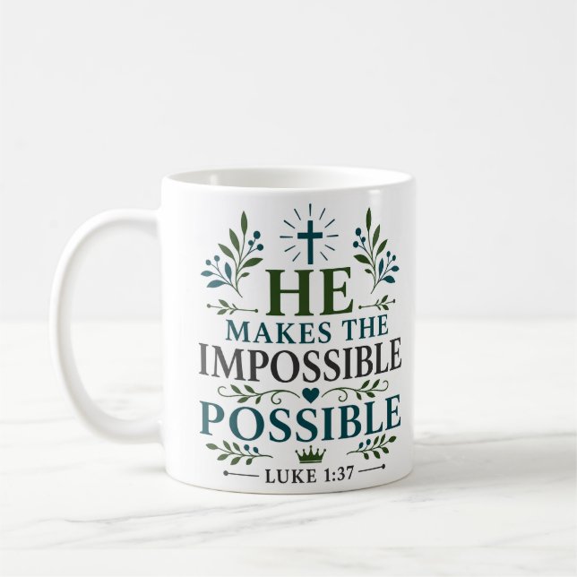 Caneca De Café Ele Torna o Impossível Possível Devocional Bíblico (Esquerda)