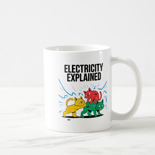 Caneca De Café Electricity Explained Funny Cat Physics Humor Scie (Direita)