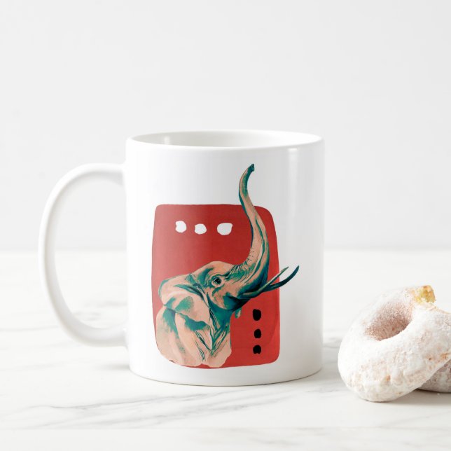 Caneca De Café Elefante abstrato africano (Com Donut)