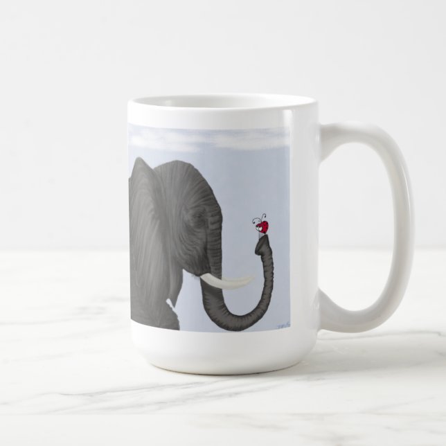 Caneca De Café Elefante Adorável e Ladybug Bonito (Direita)