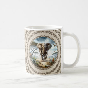 Caneca De Café Elefante Africano com Padrão
