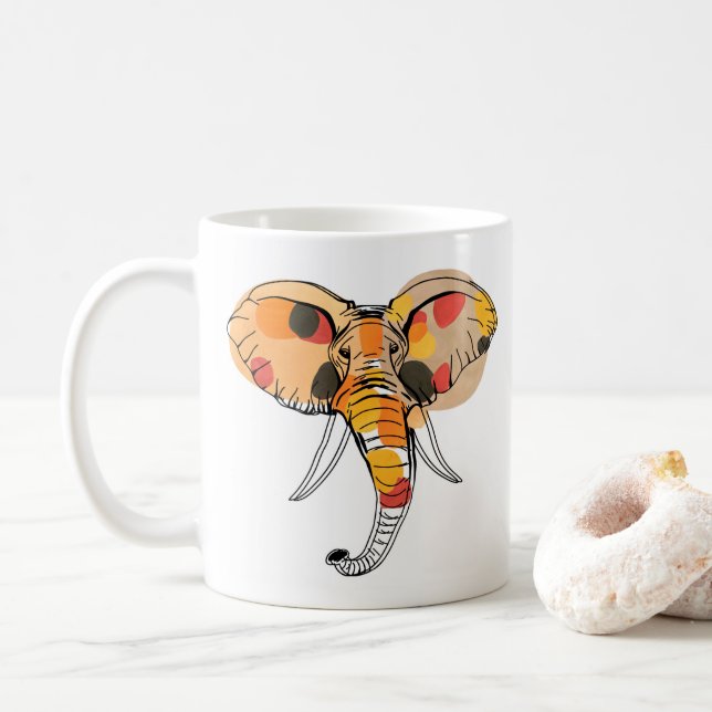 Caneca De Café Elefante Africano Multicolor (Com Donut)