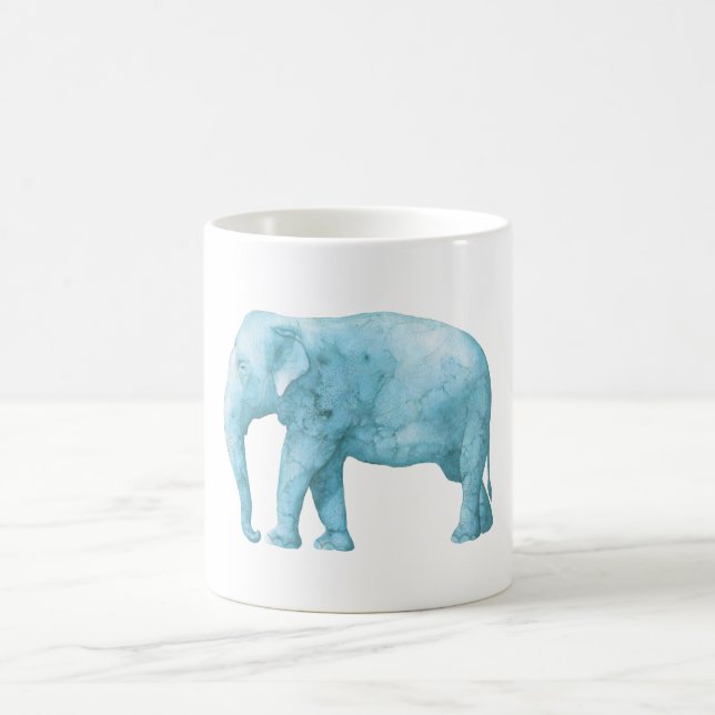 Caneca De Café Elefante Azul Claro em Aquarela (Centro)
