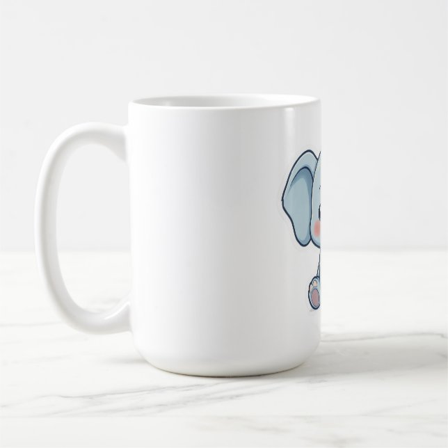 Caneca De Café Elefante Bebê Adorável Kawaii Chibi (Esquerda)