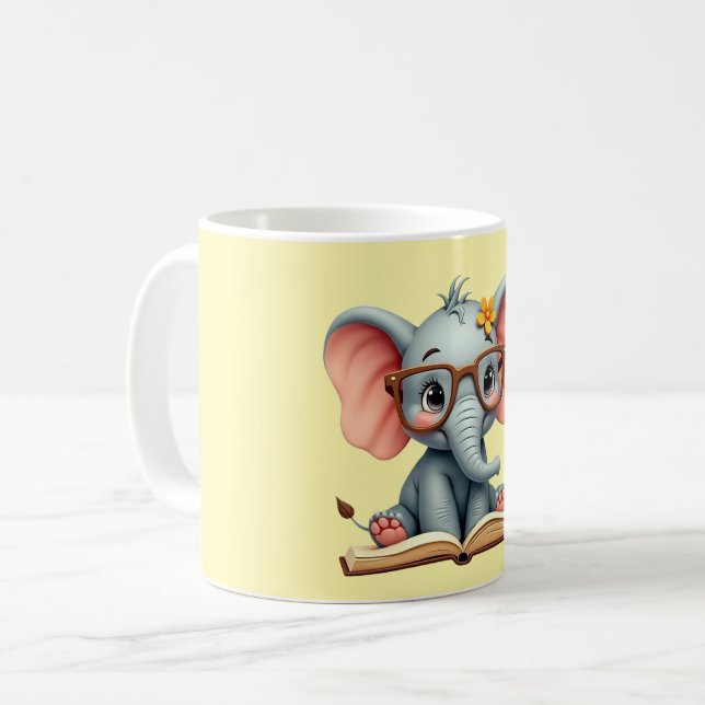 Caneca De Café Elefante Bebê Sábio (Frente Esquerda)